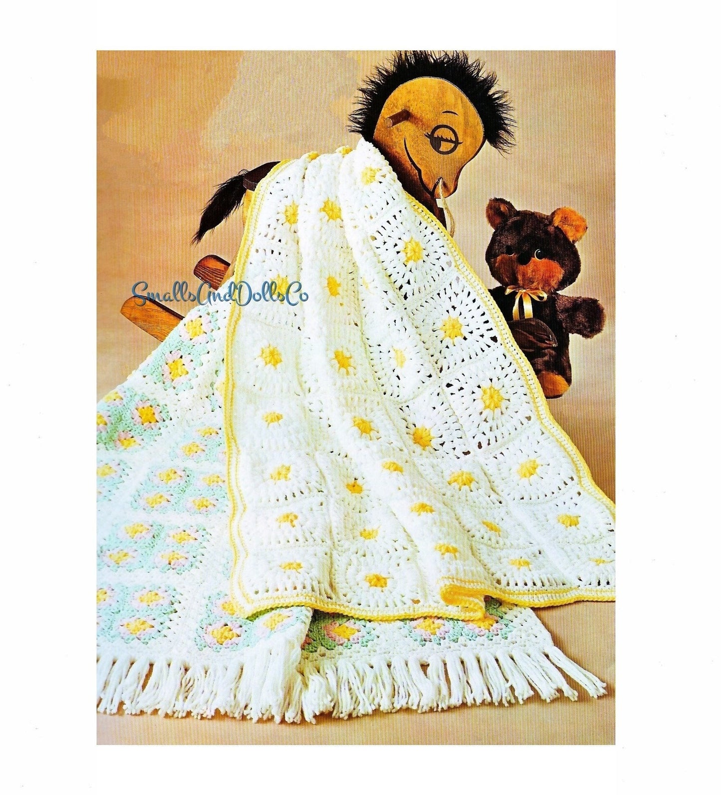 Vintage Crochet Baby Afghan Patterns Pretty Buttercup Squares and Granny Square Blankets PDF Instant Digital Download 10 Ply