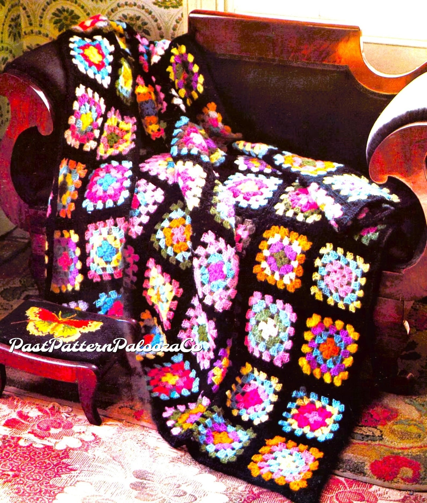 Vintage Crochet Pattern Classic Original OG Granny Squares Afghan PDF Instant Digital Download Scrap Yarn Blanket 10 Ply