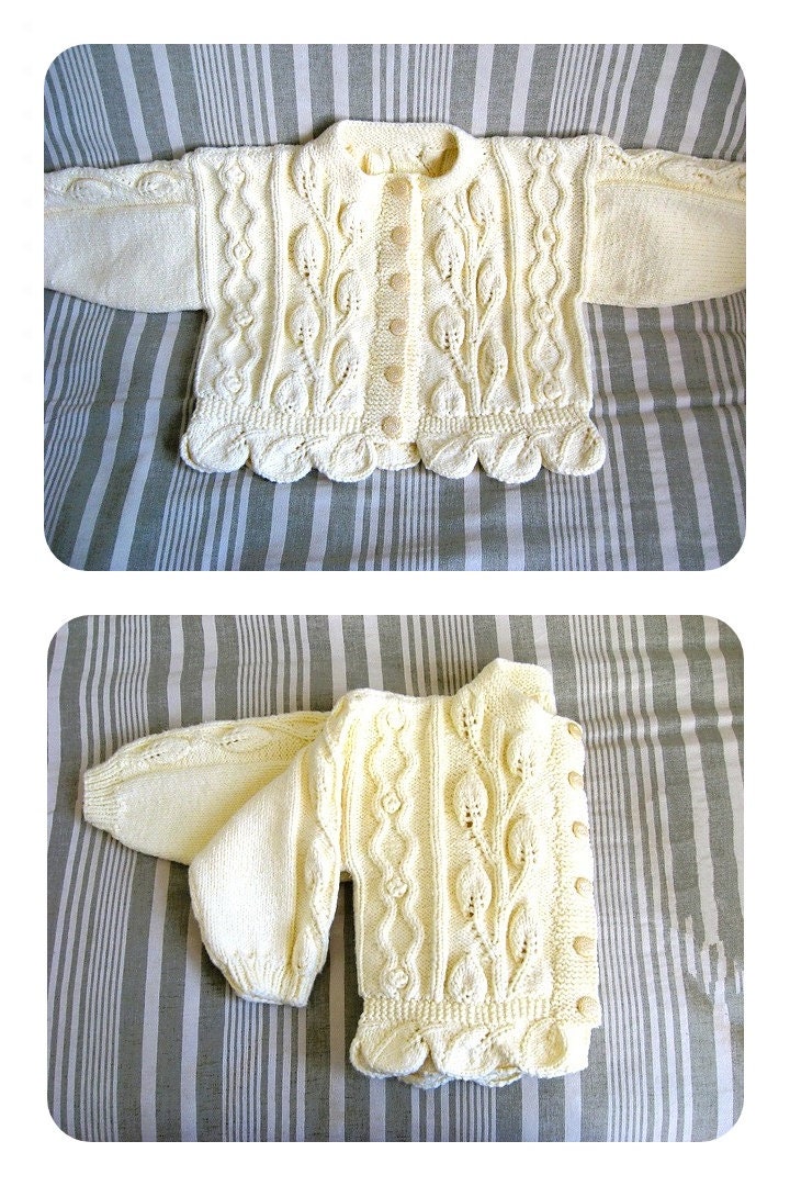 Vintage Leaf Cardigan Knitting Pattern Girls Toddler to Big Kid Sweetie Pie Cardi Sweater PDF Instant Digital Download 2 - 10 Yrs DK