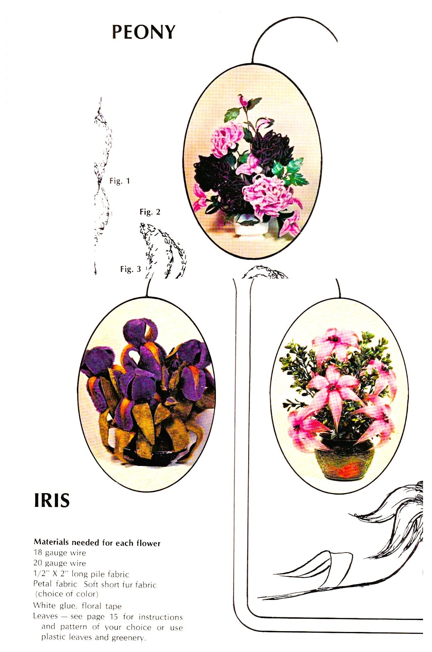 Vintage Sewing Pattern Faux Fur Fabric Flowers Retro 70s Fun Craft PDF Instant Digital Download 13 Furry Floral Designs Roses Iris Lilies