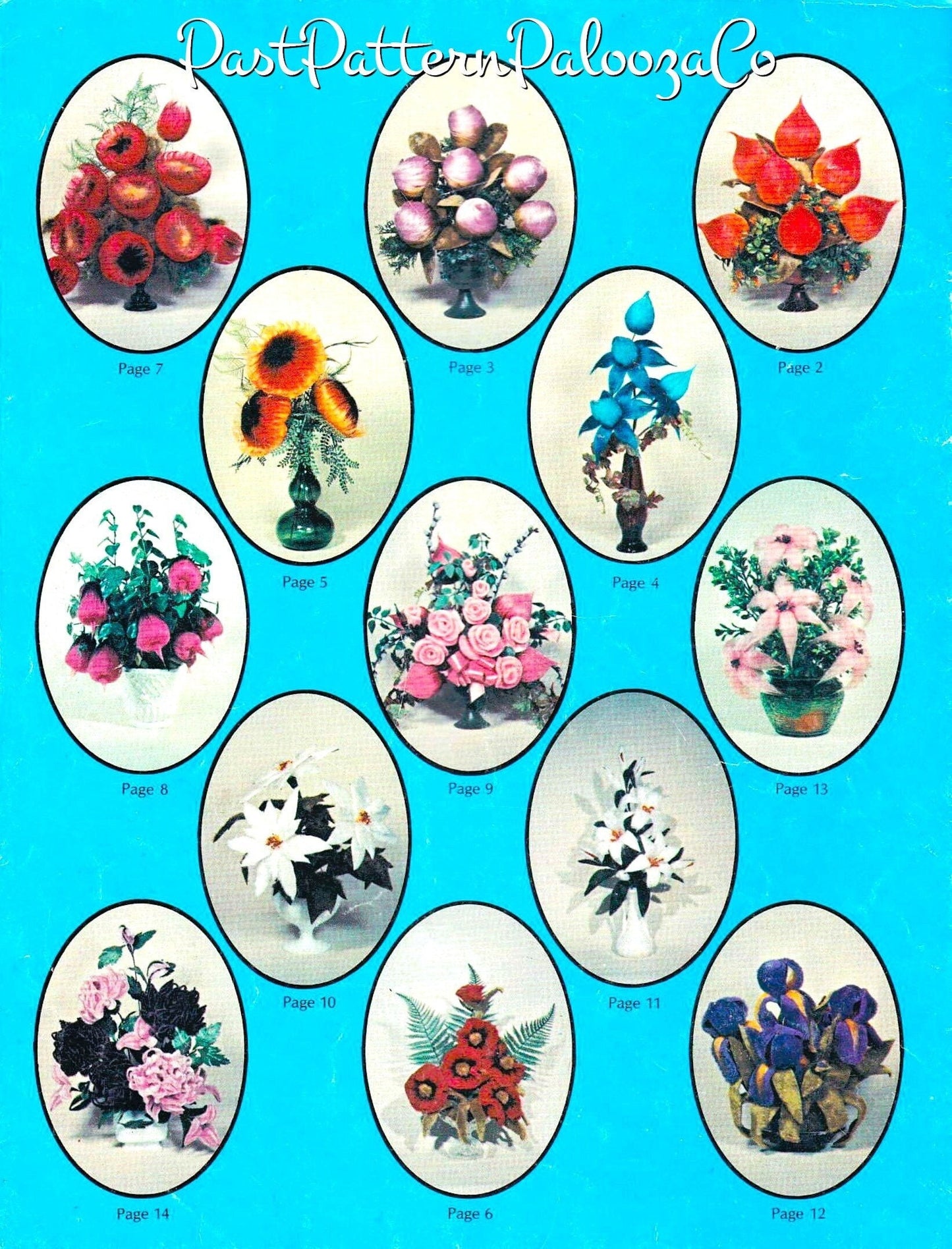 Vintage Sewing Pattern Faux Fur Fabric Flowers Retro 70s Fun Craft PDF Instant Digital Download 13 Furry Floral Designs Roses Iris Lilies
