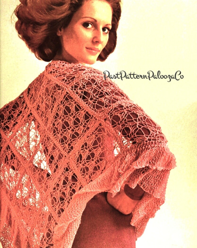 Vintage Crochet and Knitting Pattern Womens Lacy Flower Motif Spider Web Shawls PDF Instant Digital Download 2 Retro Boho 70s Designs