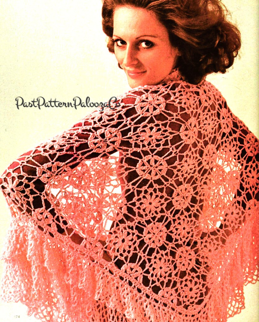 Vintage Crochet and Knitting Pattern Womens Lacy Flower Motif Spider Web Shawls PDF Instant Digital Download 2 Retro Boho 70s Designs