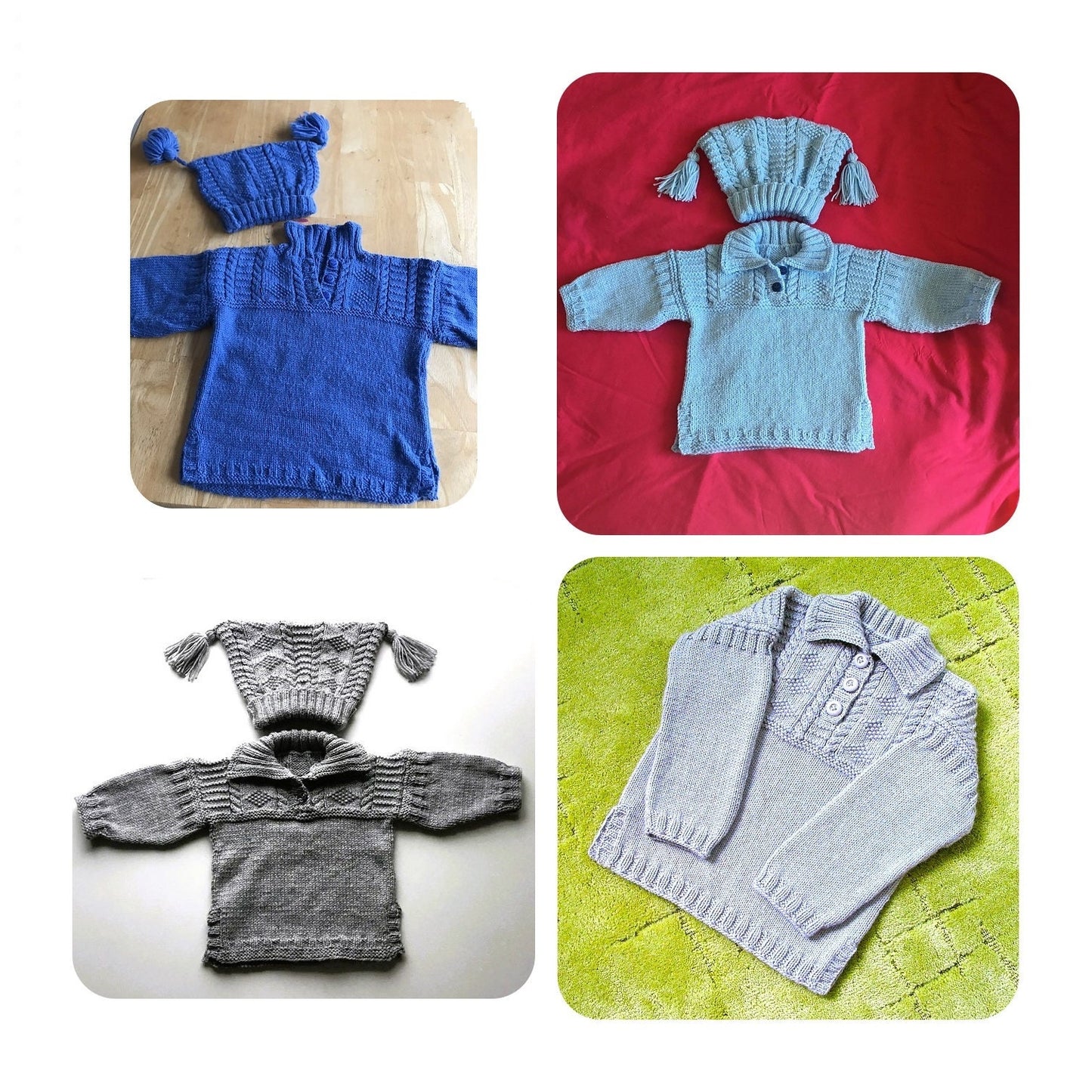 Vintage Knitting Pattern Baby Toddler Child Tunic Sweater Tasseled Hat Set PDF Instant Digital Download 0-8 yrs DK