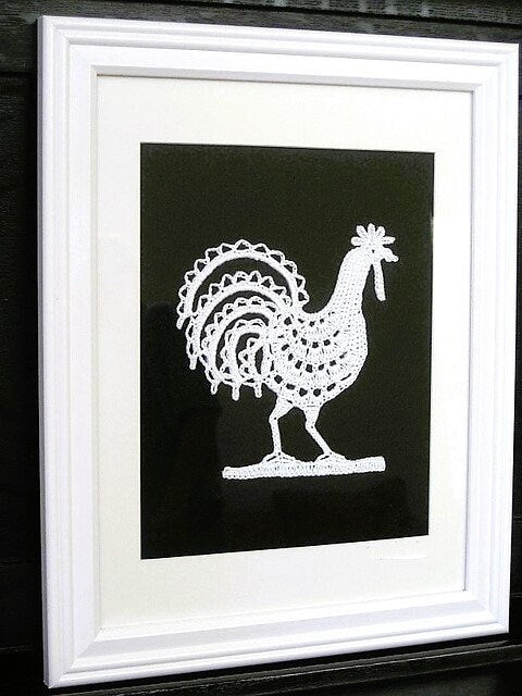 Vintage Thread Crochet Pattern Mini 3" Rooster Chicken Applique Lacy Embellishment PDF Instant Digital Download Workbook