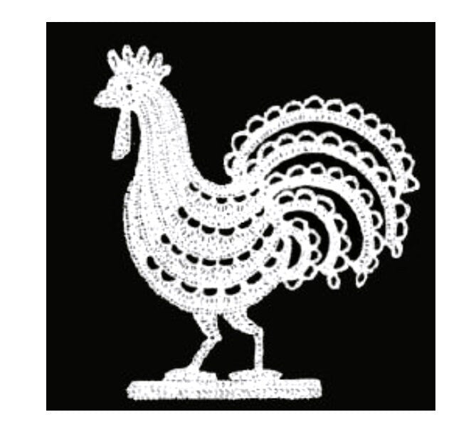 Vintage Thread Crochet Pattern Mini 3" Rooster Chicken Applique Lacy Embellishment PDF Instant Digital Download Workbook