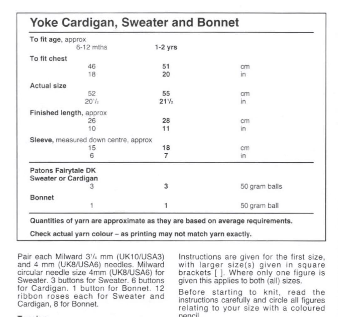 Vintage Knitting Pattern Baby Girl Pretty Frill Yoke Cardigan Sweater Bonnet Set PDF Instant Digital Download Sweet Girly Design 6m-2 yrs DK