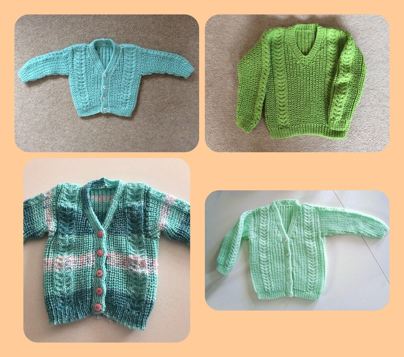 Vintage Knitting Pattern Baby to Toddler V Neck Cardigan Sweaters Jumpers PDF Instant Digital Download 0 - 4 yrs DK