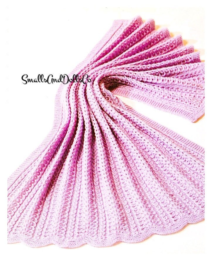 Vintage Knitting Pattern Lacy Ostrich Plume Stitch Baby Blanket PDF Instant Digital Download Feathery Stitched Throw DK