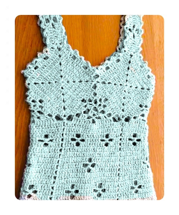 Vintage Crochet Pattern Womens Eyelet Camisole Top Lacy Summer Cami Sun Tank PDF Instant Digital Download Retro '70s Boho Chic 4 Ply