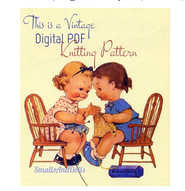 Vintage Doll and Teddy Knitting Patterns Pyjama Party Outfits PDF Instant Digital Download 12-22 Inch Dolls or Bears DK