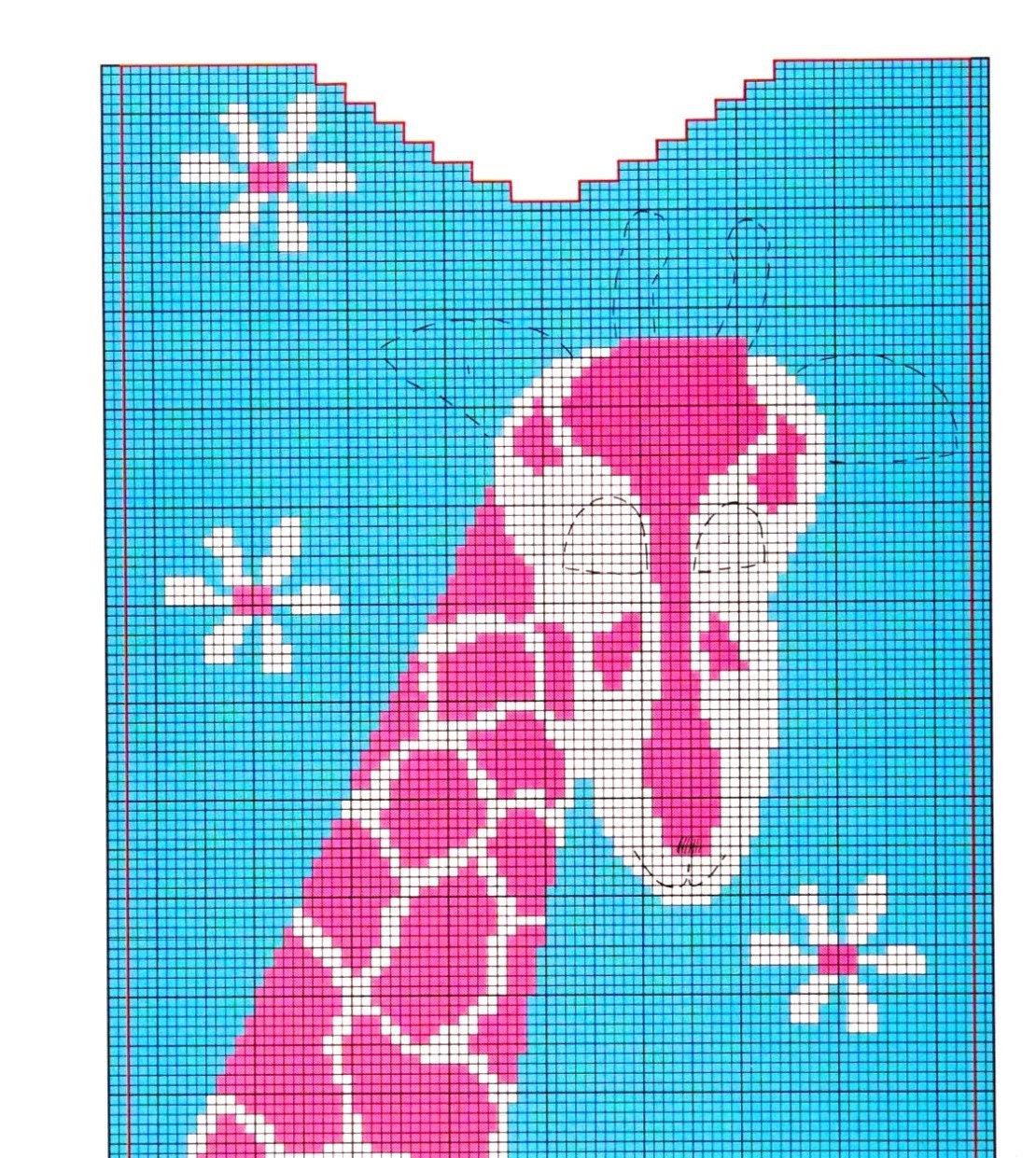 Vintage Knitting Pattern Womens Pink Giraffe Daisies Sweater PDF Instant Digital Download Retro Animal Motif Pullover Jumper 5 Ply