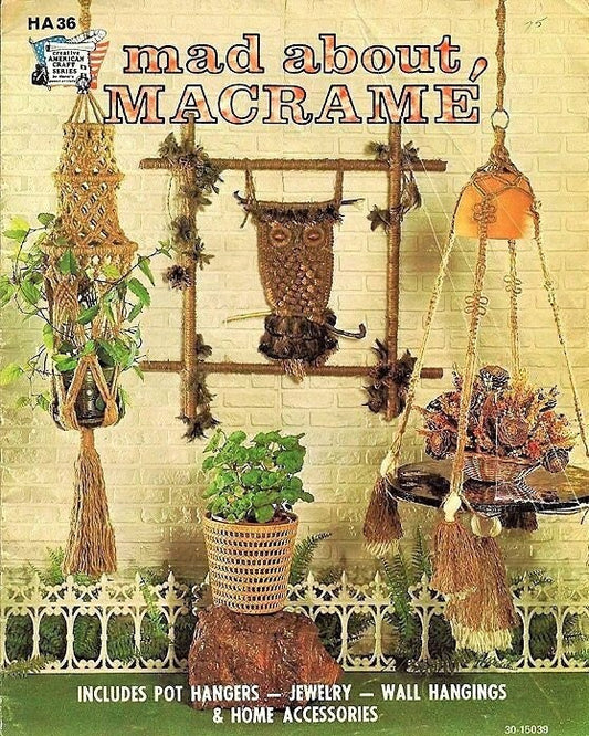 Vintage Mad About Macrame Patterns Book 1 PDF Instant Digital Download Owls Pot Hangers Jewelry Wall Hangings Home Decor 1970s Projects