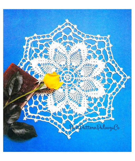 Vintage Thread Crochet Pattern 11" Pineapple Star Doily Lacy Mat PDF Instant Digital Download Dresser Table Decor