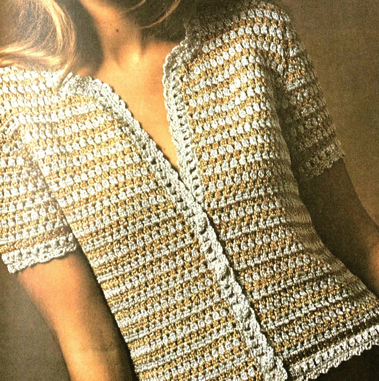 Vintage Crochet Pattern Womens Short Sleeved Cardi Top PDF Instant Digital Download Retro Dressy Lacy Summer Cardigan Jacket 1970s 4 Ply