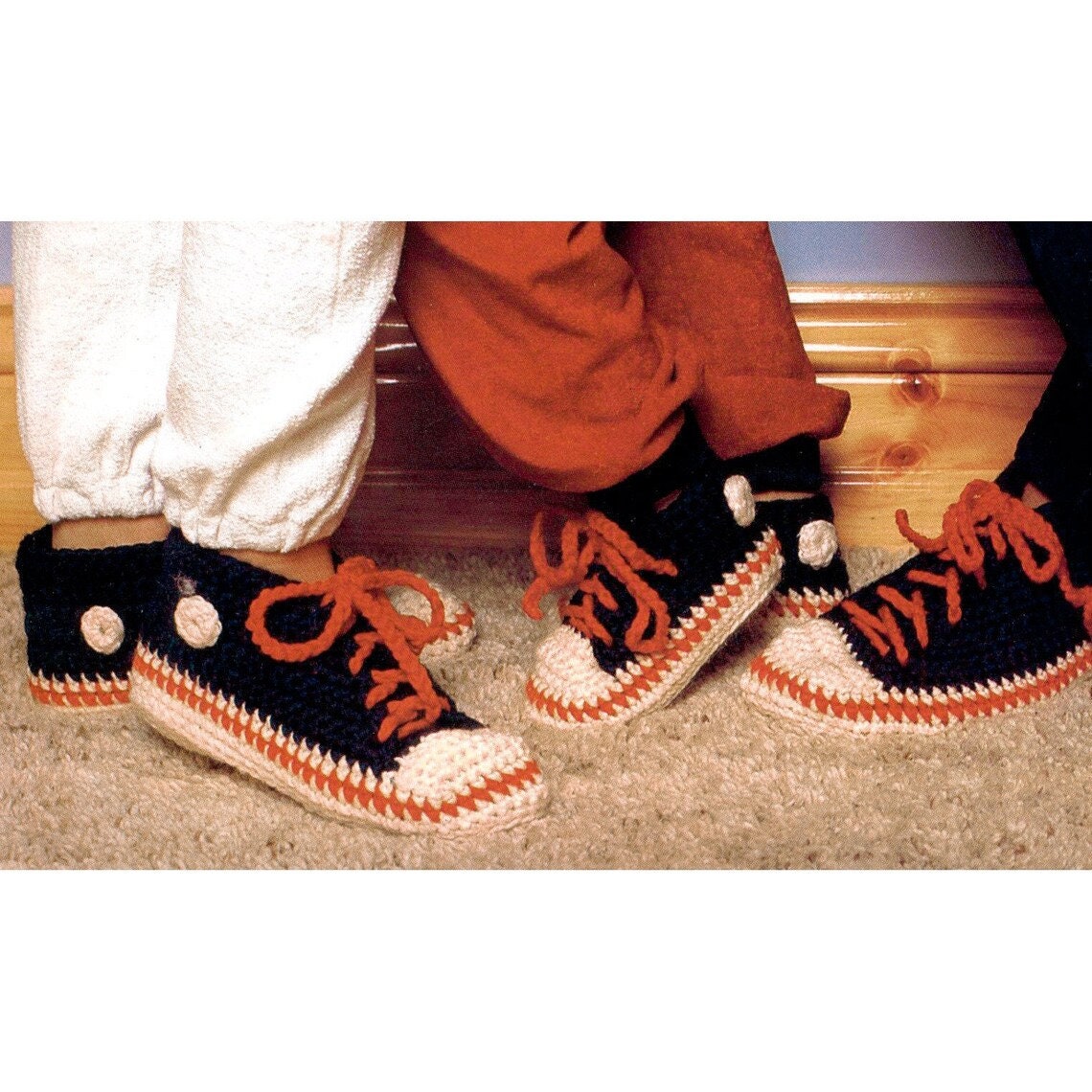 Vintage Crochet Patterns Fun Family Sneaker Slipper Shoes PDF Instant Digital Download Womens Mens Childrens Running Shoe Slippers 14 Ply