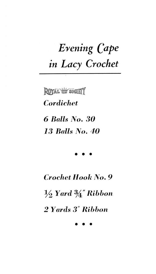 Vintage Crochet Pattern Womens Frilly Feminine Girly Evening Cape PDF Instant Digital Download MCM Mid Century Chic Cotton Thread