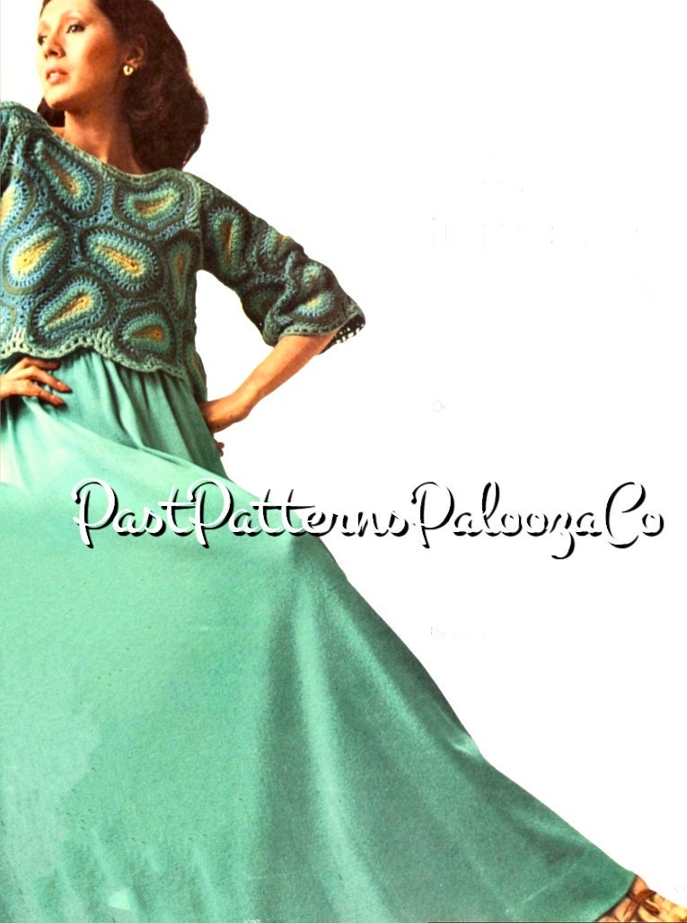 Vintage Crochet Pattern Womens Paisley Motif Blouse Crop Top PDF Instant Digital Download Retro Boho Hippie Chic 10 Ply
