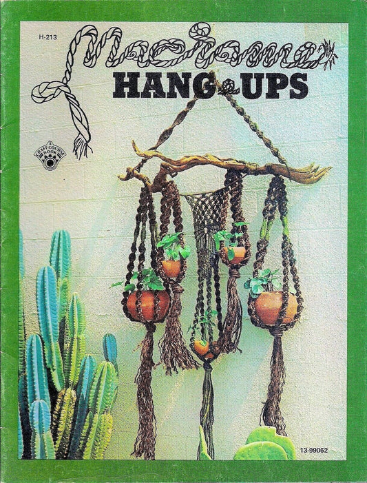 Vintage Macrame Hang-Ups Patterns Book PDF Instant Digital Download 11 Hanging Projects Boho Double Plant Pot Holders Swag Lamp