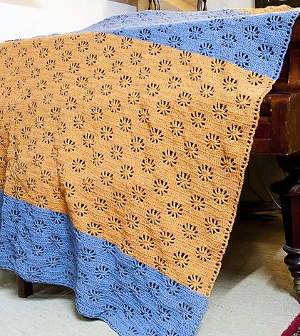 Vintage Crochet Afghan Pattern Lacy Daisy Eyelets Throw PDF Instant Digital Download Pretty Openwork Flower Blanket 10 Ply