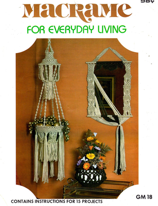 Vintage Macrame For Everyday Living Patterns Book Retro 1970s PDF Instant Download Home Decor Projects Baby Room Bathroom Living Room