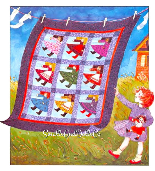 Vintage Sewing Memory Quilt Pattern Rag Dolls Baby to Big Girls Bed Cover PDF Instant Digital Download Quilted Applique Blanket