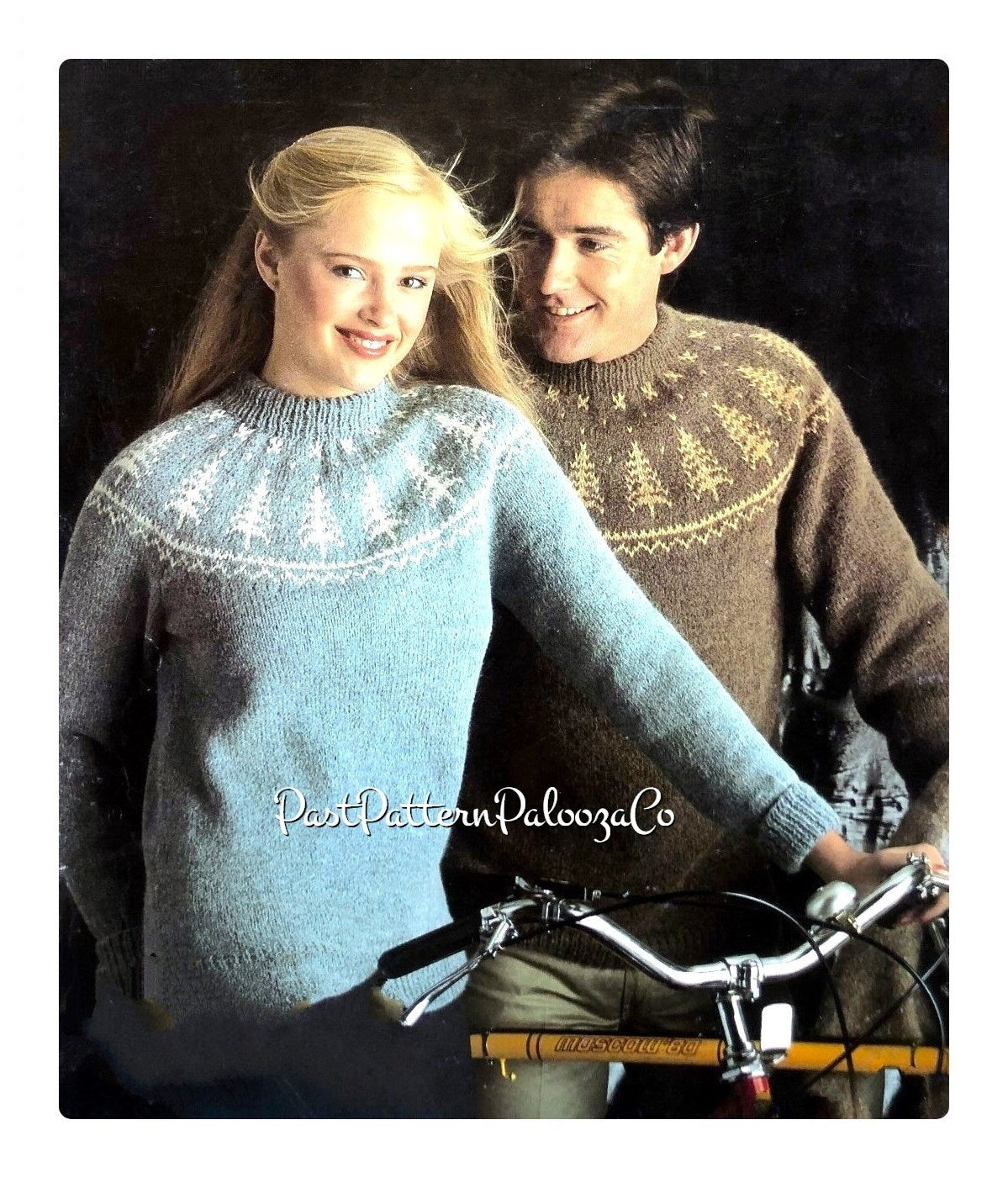 Vintage Knitting Sweater Pattern His Hers Nordic Pine Tree Yoke Fair PDF Instant Digital Download Fairisle Pullover Jumper DK
