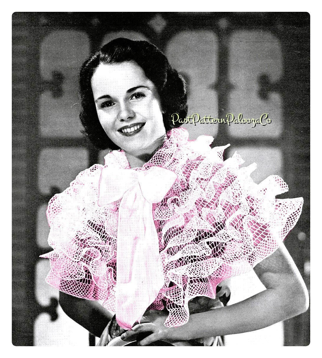 Vintage Crochet Pattern Womens Frilly Feminine Girly Evening Cape PDF Instant Digital Download MCM Mid Century Chic Cotton Thread