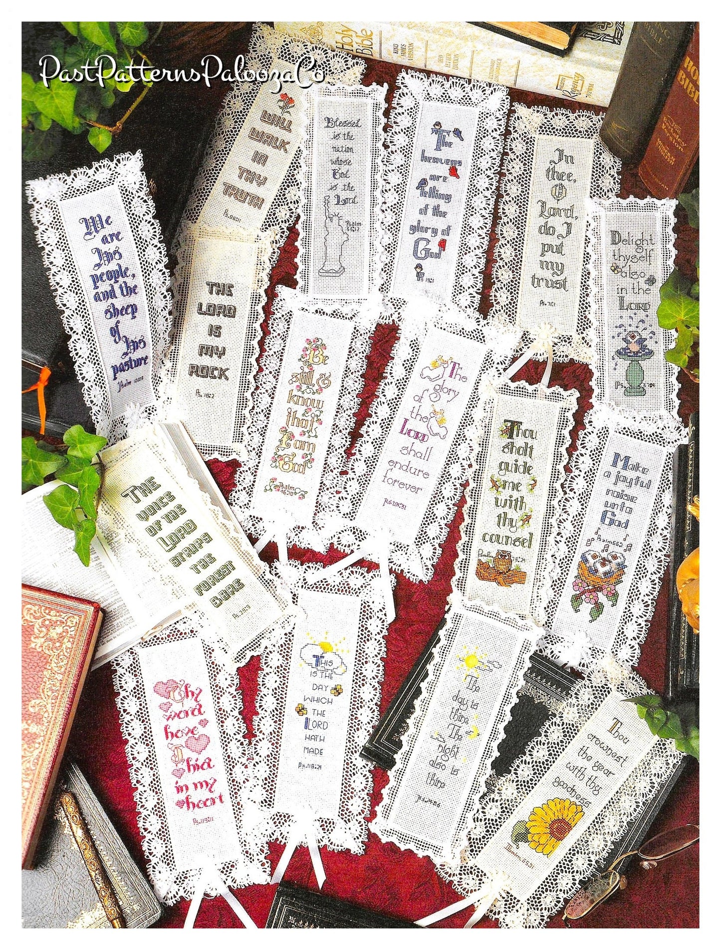 Vintage Cross Stitch Patterns 24 Religious Bookmarks PDF Instant Digital Download Inspirational Biblical Psalms Christian Book Marks