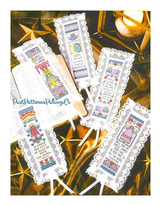 Vintage Cross Stitch Patterns 8 Heavenly Angels Bookmarks PDF Instant Digital Download Inspirational Quotes Proverbs Psalms Book Marks