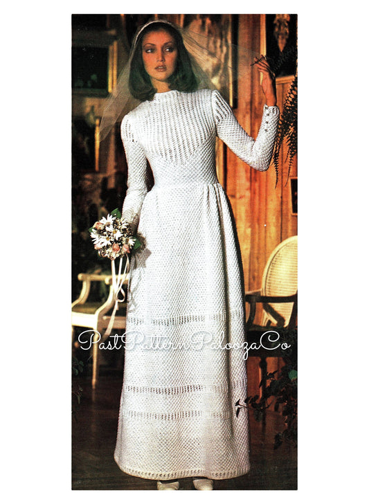 Vintage Knitting Pattern Traditional Classic Wedding Dress and Headpiece Elegant Bridal Gown PDF Instant Digital Download Retro Heirloom