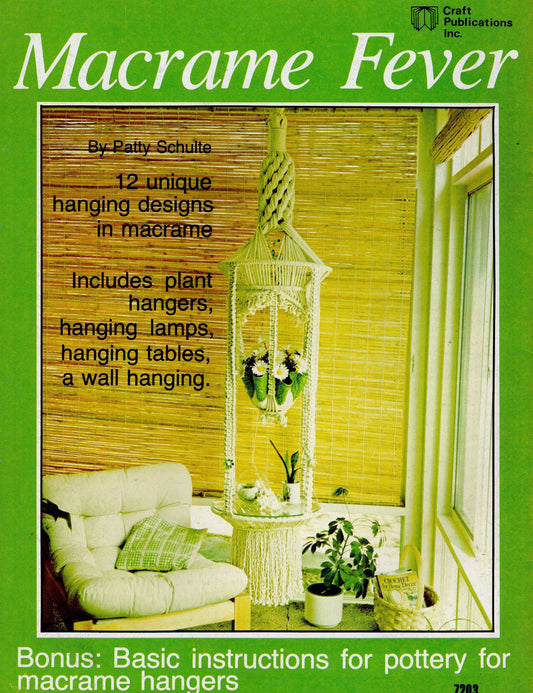 Vintage Macrame Fever Patterns Book Retro 1970s PDF Instant Digital Download All Hanging 12 Projects Plant Holders Lamps Tables Wall Decor