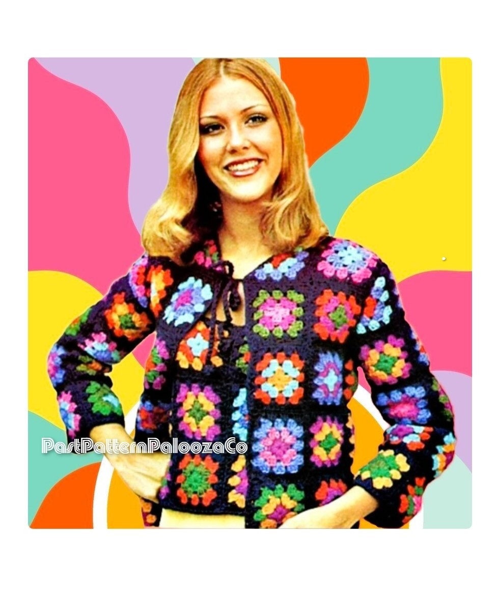 Vintage Crochet Pattern Womens Classic Granny Square Tank Top and Jacket Twinset PDF Instant Digital Download Retro Shell Cardigan Twin Set