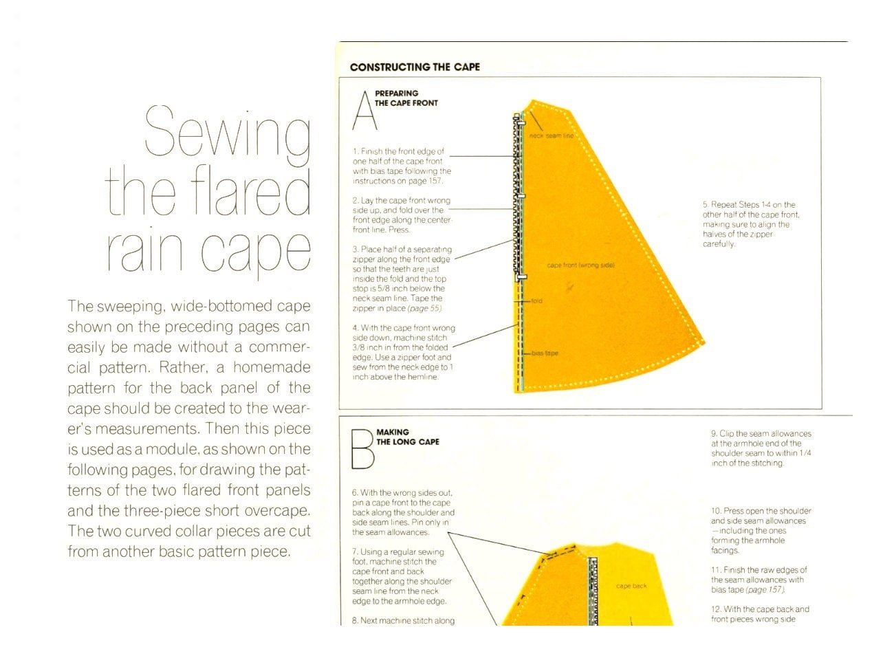 Vintage Sewing Pattern Womens Retro Raincoat PDF Instant Digital Download Groovy Boho Rain Coat Water Resistant Swing Cape