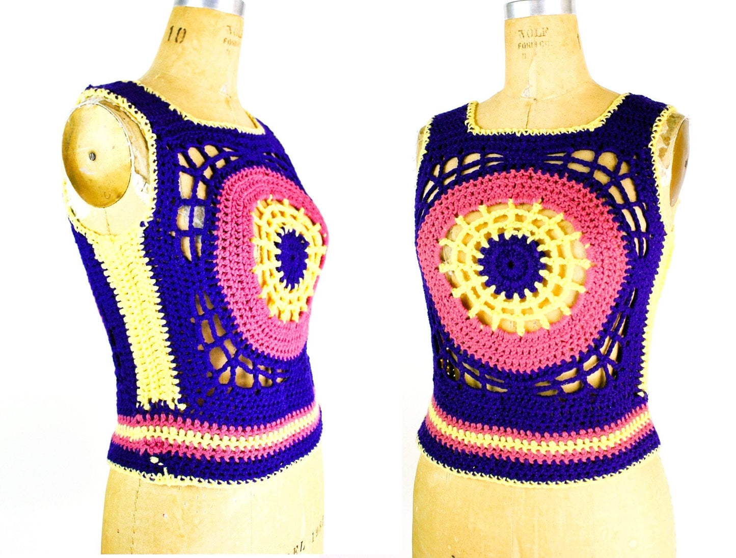 Vintage 1970s Crochet Pattern Retro Womens Mens Rib Ticklers Granny Square Tank Top Vests PDF Instant Digital Download Retro Groovy 10 Ply