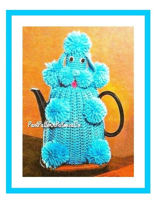 Vintage Crochet Pattern Retro Poodle Tea Pot Cozy Cute Quick Easy Puppy Dog 5-6 Cup Teapot Topper Cover PDF Instant Digital Download 10 Ply