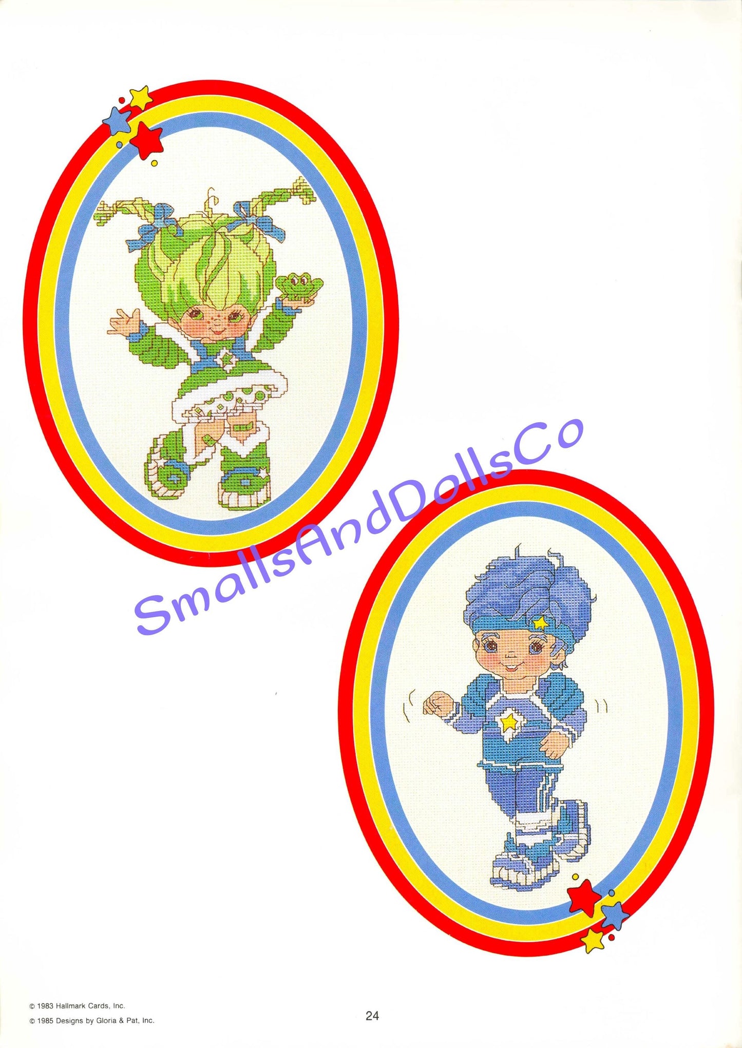 Vintage Cross Stitch Pattern Rainbow Brite PDF Instant Digital Download Retro 80s 21 Designs