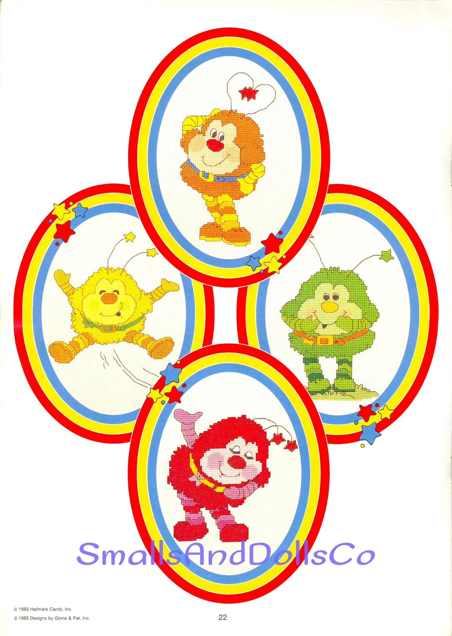 Vintage Cross Stitch Pattern Rainbow Brite PDF Instant Digital Download Retro 80s 21 Designs