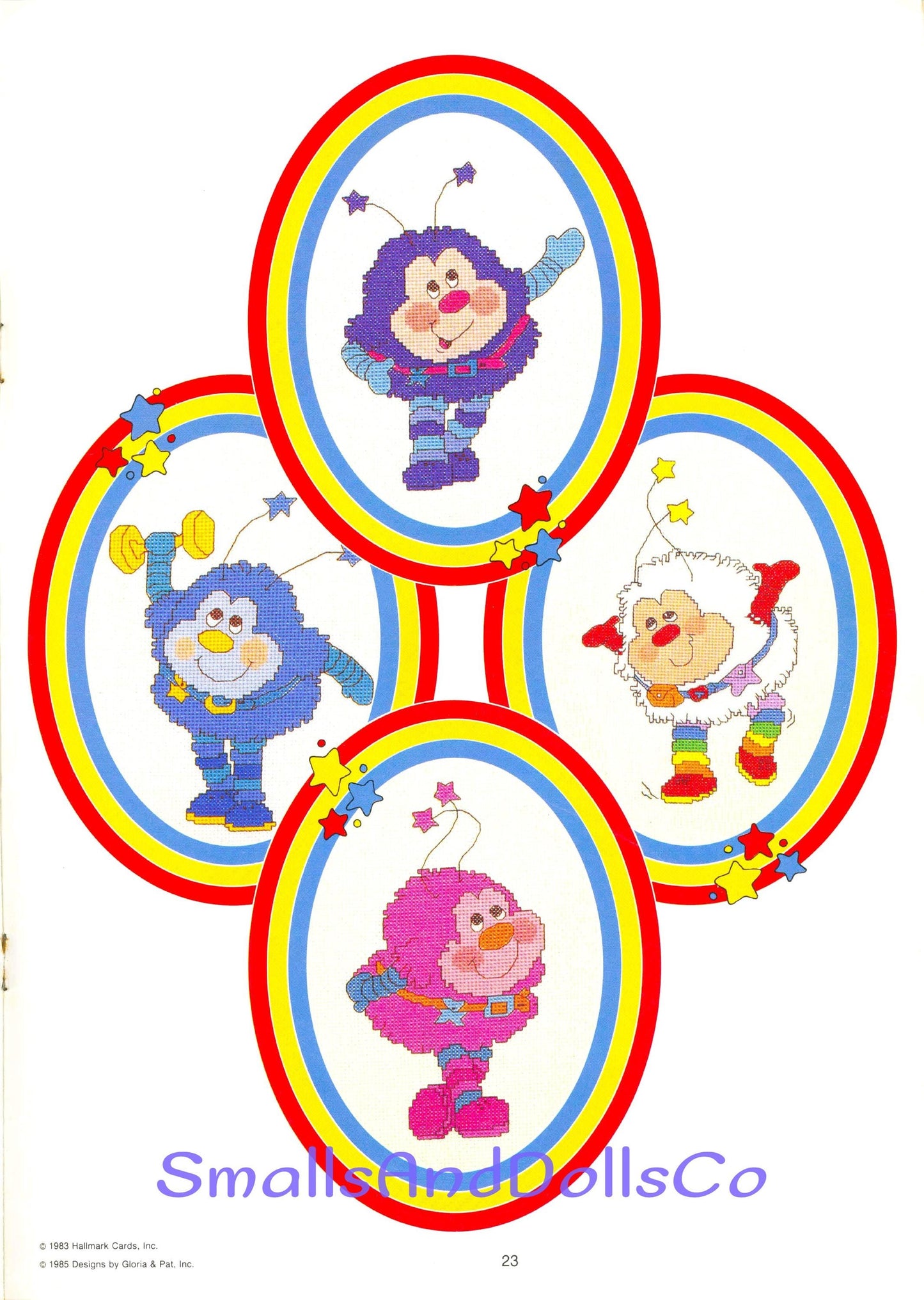Vintage Cross Stitch Pattern Rainbow Brite PDF Instant Digital Download Retro 80s 21 Designs