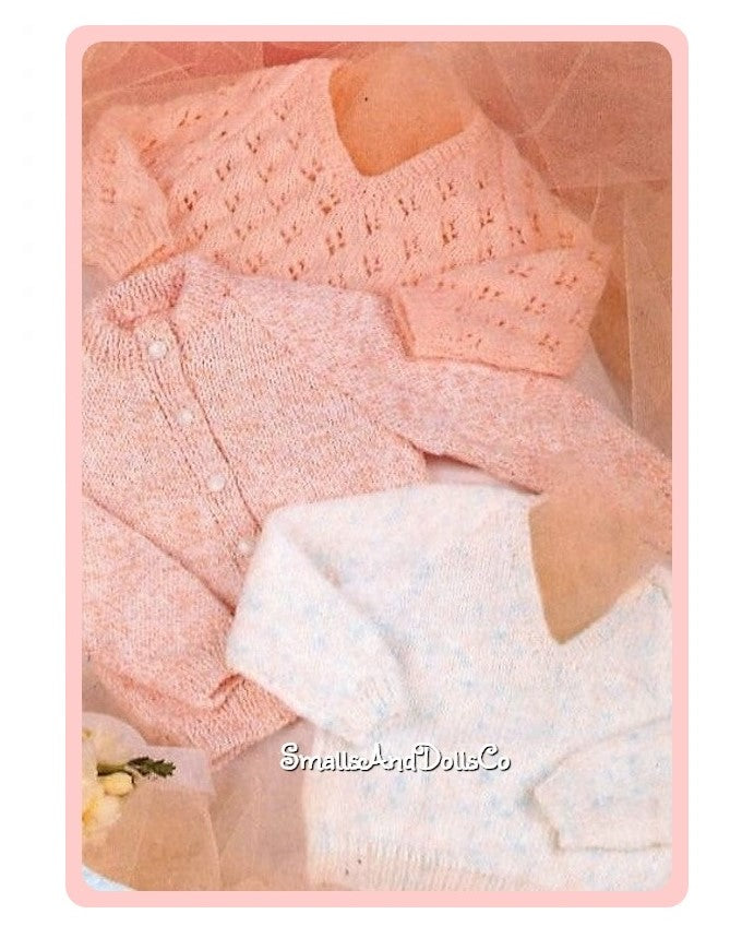 Vintage Knitting Pattern Baby Boy Girl Eyelet and Plain Cardigan Sweaters Jumpers PDF Instant Digital Download Newborn Toddler 0-2 yrs DK