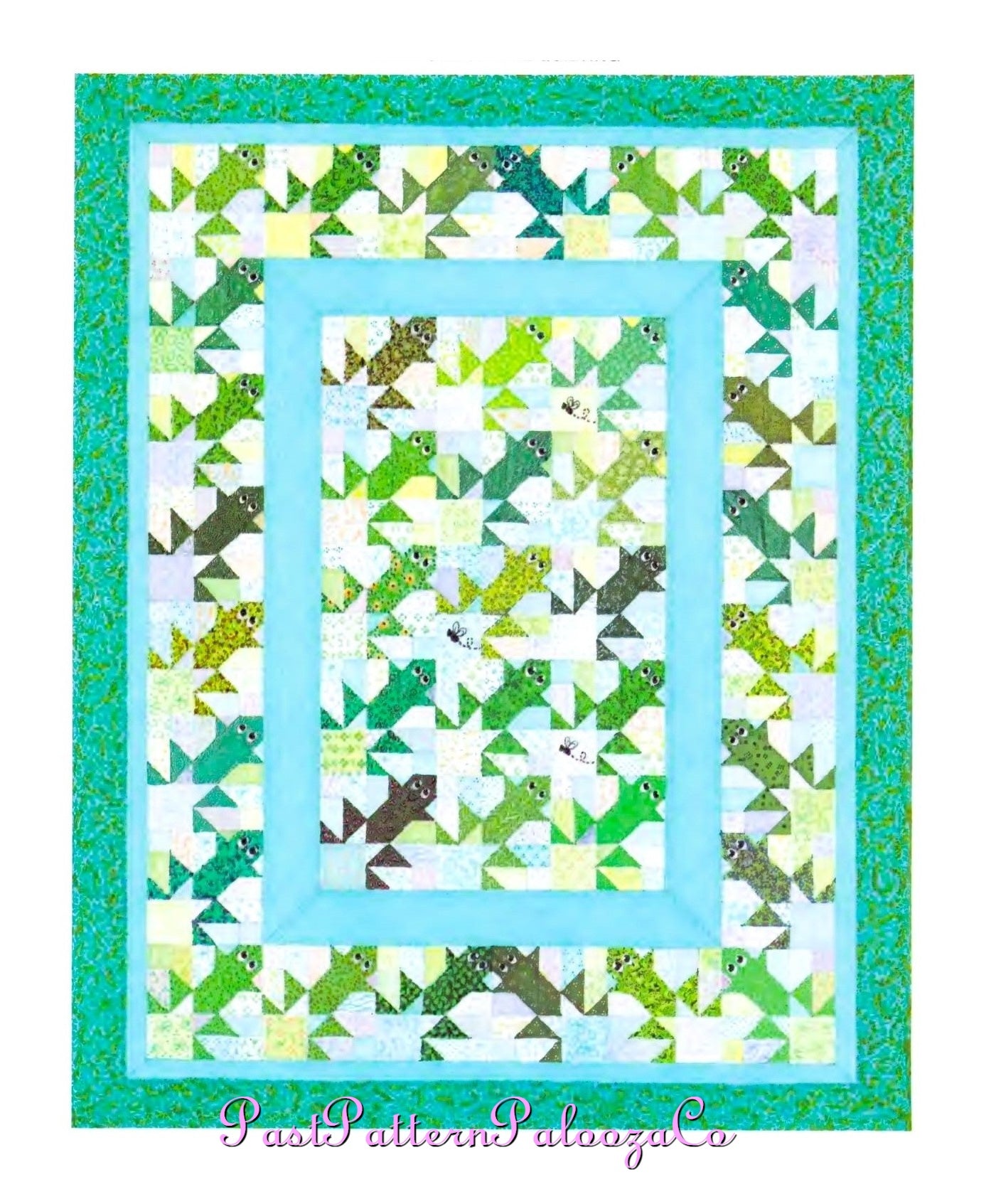 Vintage Sewing Pattern Leap Frog Bed Quilt PDF Instant Digital Download Froggie Patchwork Piecing Throw Blanket Single Twin Bed