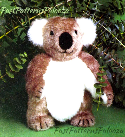 Vintage Sewing Pattern 14" Koala Bear Plush Fur Fabric PDF Instant Digital Download Jointed Toy Australian Animal Soft Toy