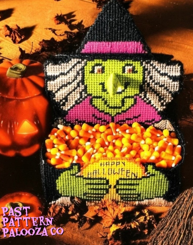 Vintage Halloween Plastic Witch Candy Bowl Treat Dish Basket Centerpiece PDF Instant Digital Download