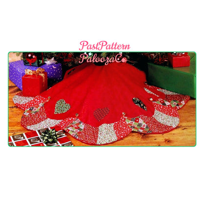 Vintage Sewing Pattern 42" Patchwork Hearts Christmas Tree Skirt PDF Instant Digital Download Applique