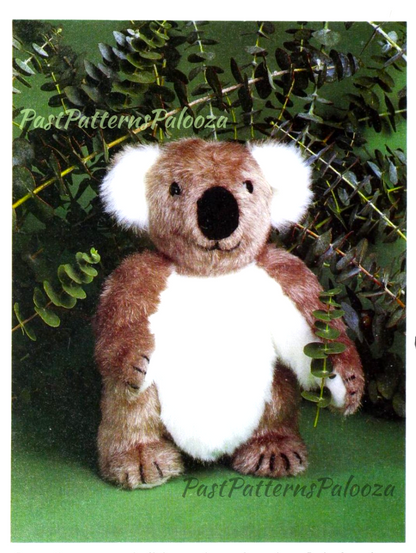 Vintage Sewing Pattern 14" Koala Bear Plush Fur Fabric PDF Instant Digital Download Jointed Toy Australian Animal Soft Toy