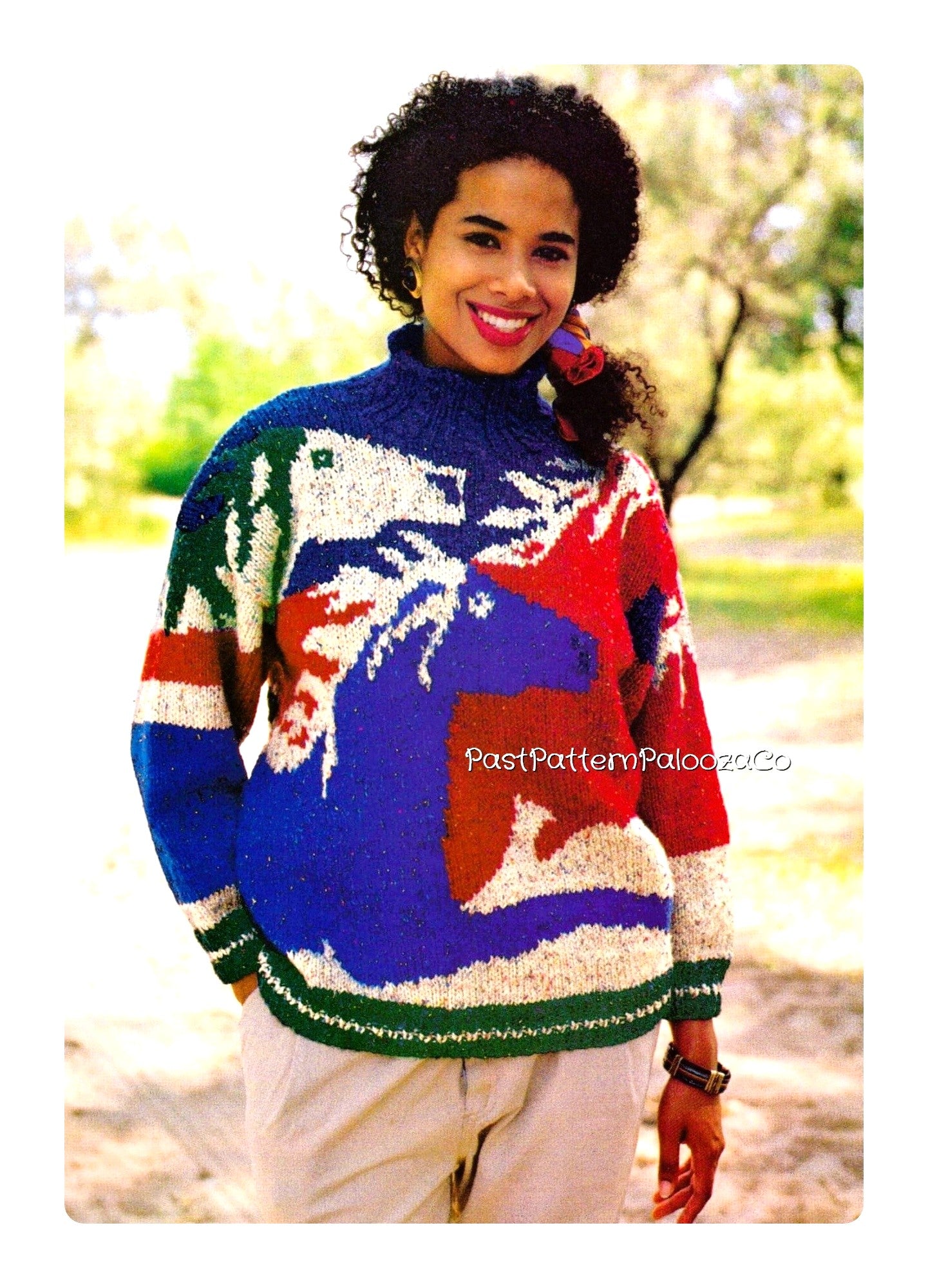Vintage Knitting Pattern Wild Horses Sweater Animal Novelty Jumper PDF Instant Digital Download Mens Womens Adult Pony Pullover