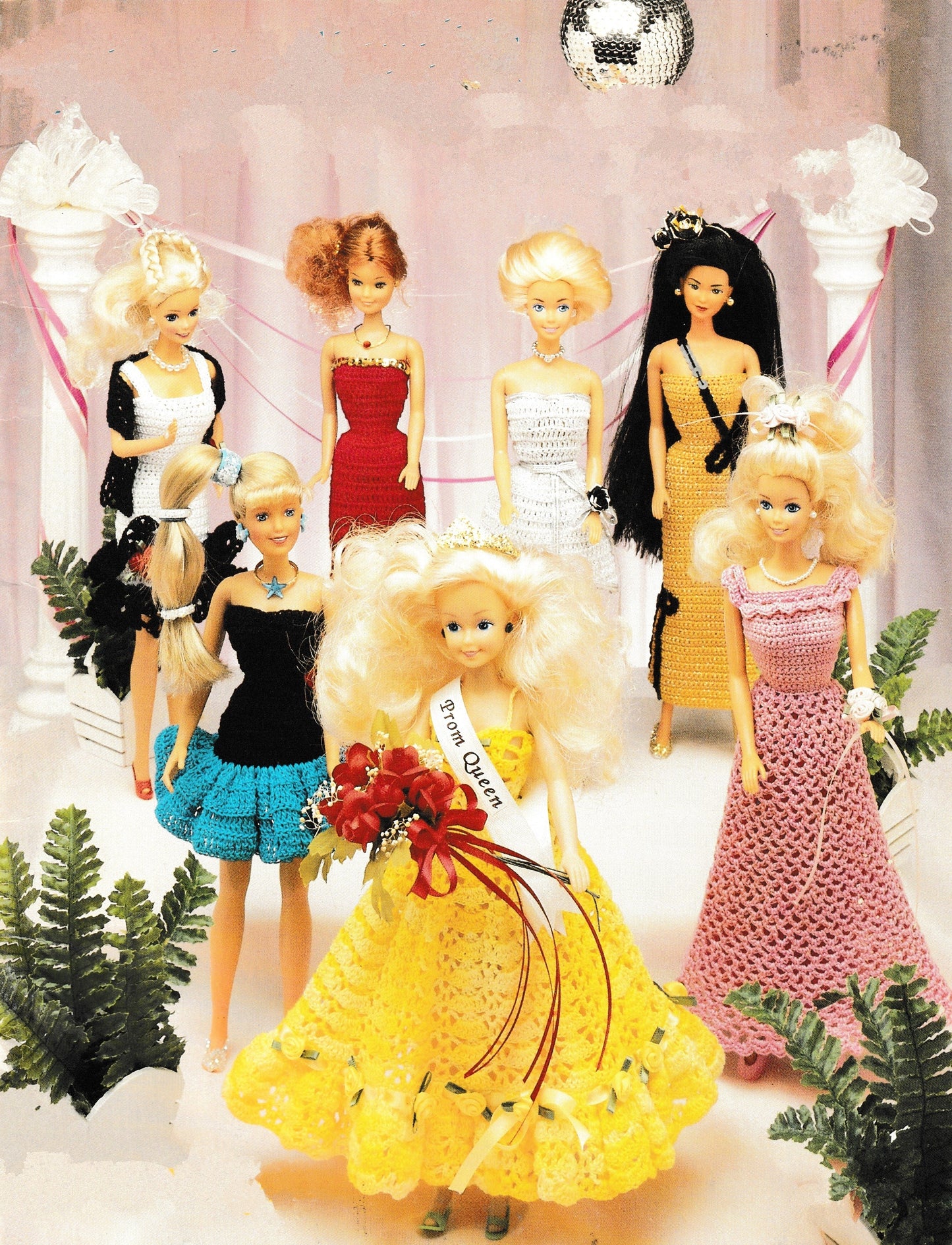 Vintage Thread Crochet Fashion Doll Pattern Outfits For A Prom Party PDF Instant Digital Download 7 Pretty Prom Queen Dresses 11.5"