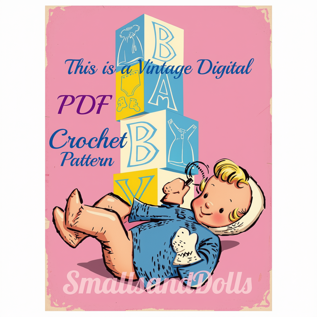 Vintage Crochet Pattern Long Bobble Panels Baby Christening Dress PDF Instant Digital Download Baptism Blessing Gown 0-6m 3 Ply