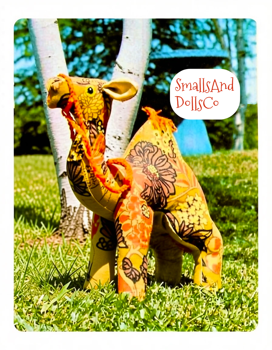 Vintage Sewing Pattern 16" Cotton Print Camel Soft Fabric Toy PDF Instant Digital Download Sewn Retro Stuffed Animal