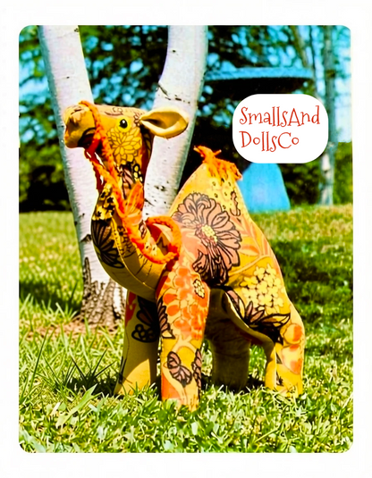 Vintage Sewing Pattern 16" Cotton Print Camel Soft Fabric Toy PDF Instant Digital Download Sewn Retro Stuffed Animal
